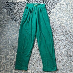 Vintage Signature Folette Nautical wide Waistband Pants Green Medium